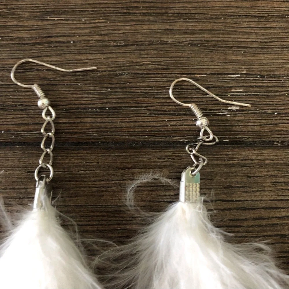 White Boa fishhook earrings